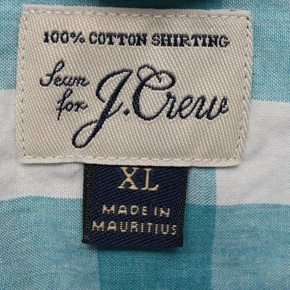 J. CREW BLUE/WHITE PLAID SLIM FIT BUTTON SHIRT XL